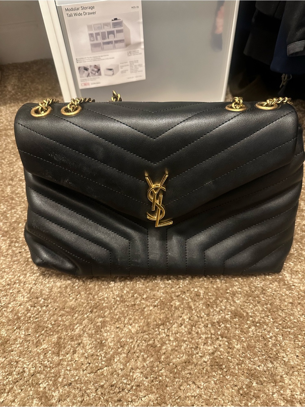 Saint Laurent LouLou Black Quilted Leather Shoulder Bag with Gold Hardware